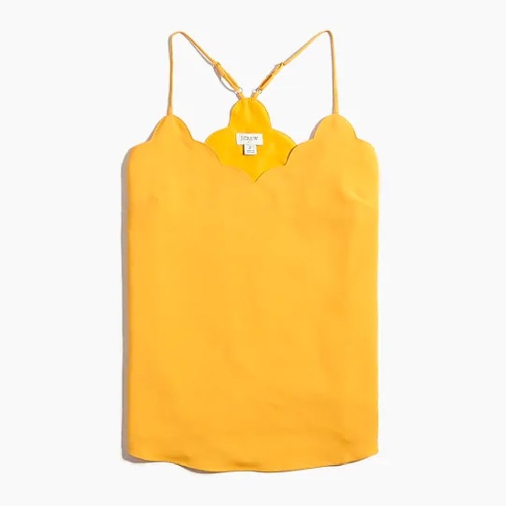 **SOLD**  J.CREW Scallop Tank, Saffron Yellow, 0 XS NWT